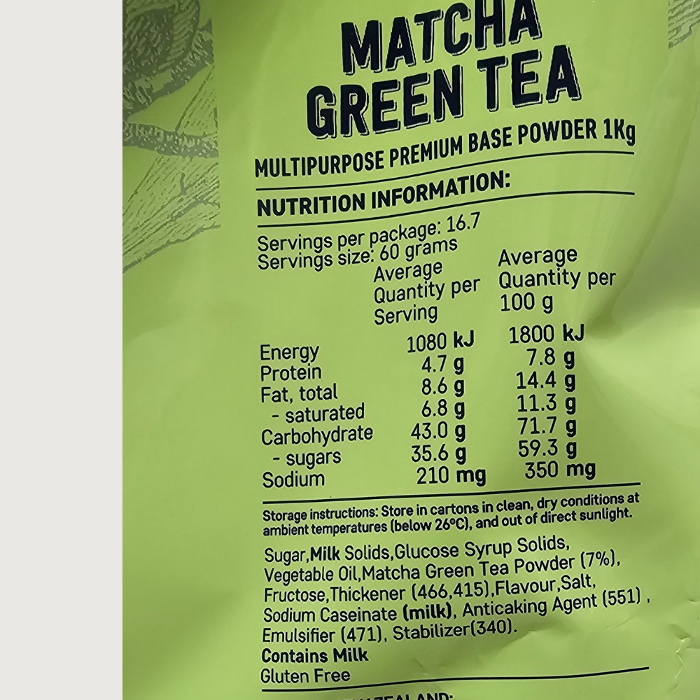 Frappe, Smoothie & Shake Mix Japanese Matcha Green Tea - Bon Accord - 1KG