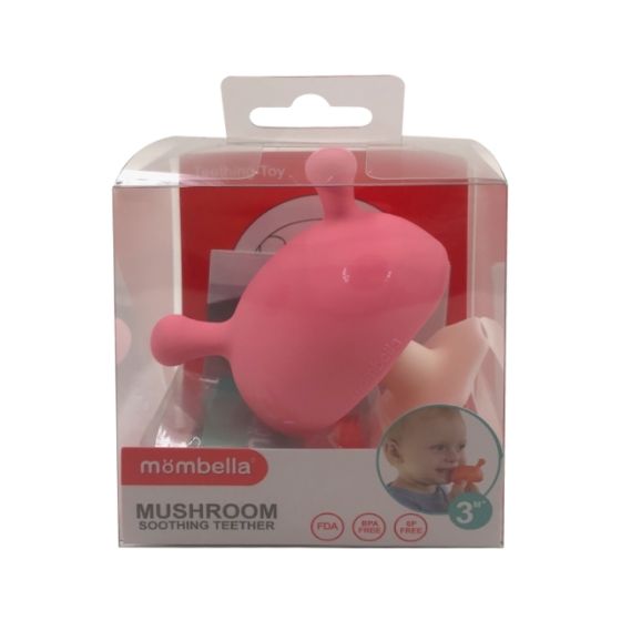 Mushroom Soothing Teether - Pink - Mombella