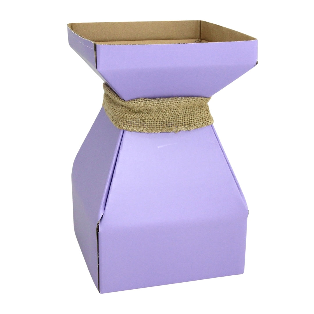 Vaz Small Transportable Cardboard Vase with Liner in Lavender. Pack of 10.