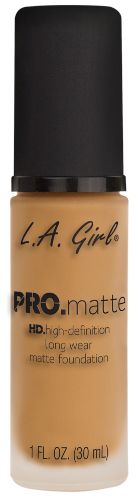 LA Girl Pro Matte Foundation in Light Tan, offering a silky, shine-free finish with buildable coverage and skin-nourishing ingredients.