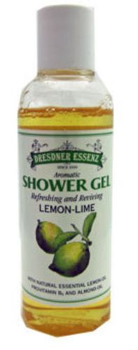 Refreshing D/Essenz Shower Gel in Lemon/Lime scent, 200ml bottle, energizes and hydrates for soft, revitalized skin.