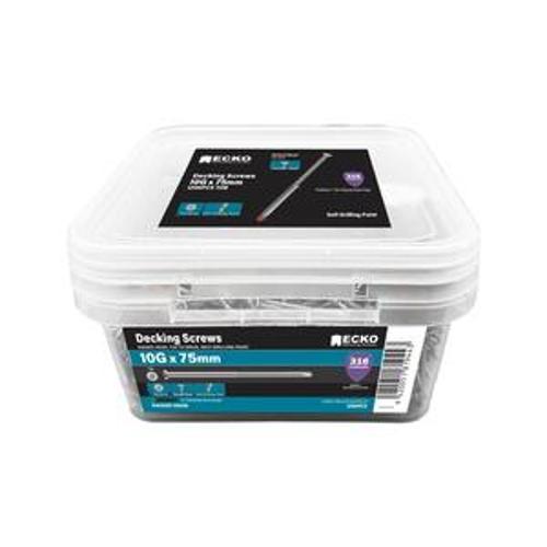 Decking Screw Raised Head SS316 - Ecko 10g x 75 Tub 1200