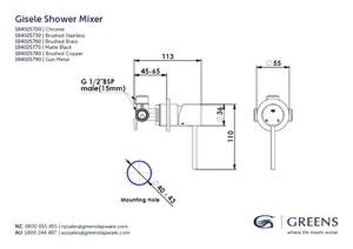 Gisele Shower Mixer Chrome 184025700 - Greens