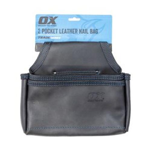 Trade Nail Bag Black Leather 2 Pocket - OX