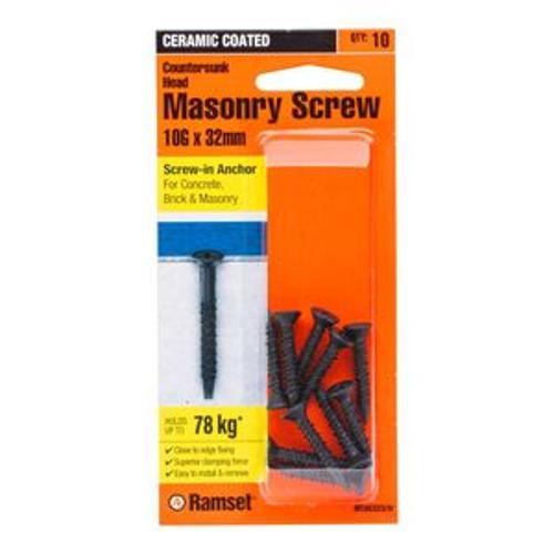 Masonry Ankascrew 10G 32mm Countersunk Black - Ramset