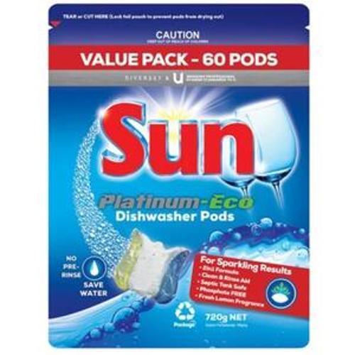 Platinum-Eco Dishwasher Pods 60 pack - SUN