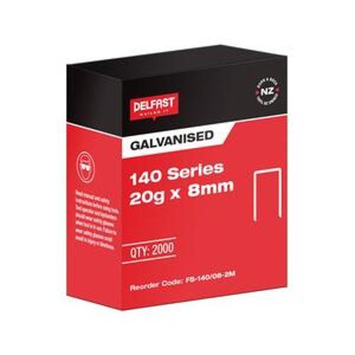 Staple 140 Series 8mm Galvanised 2000 Box FS-140/08-2M - Delfast