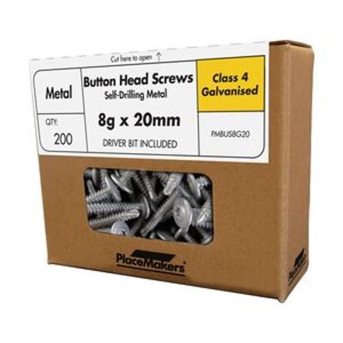 Button Head SDS Self Drilling Screw Galv CL4 T20 - PlaceMakers 8g 20mm 200 Pack