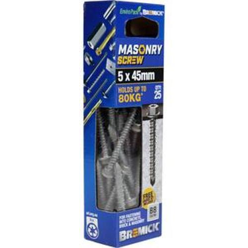 Masonry Screw HEX Head B8 T20 5 x - Bremick 45mm 25 Box