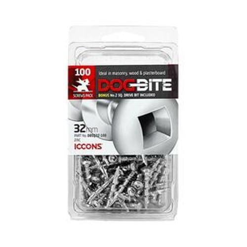 Dogbite Screw Anchor - ICCONS 32mm No 2 Square Zinc 100 Pack