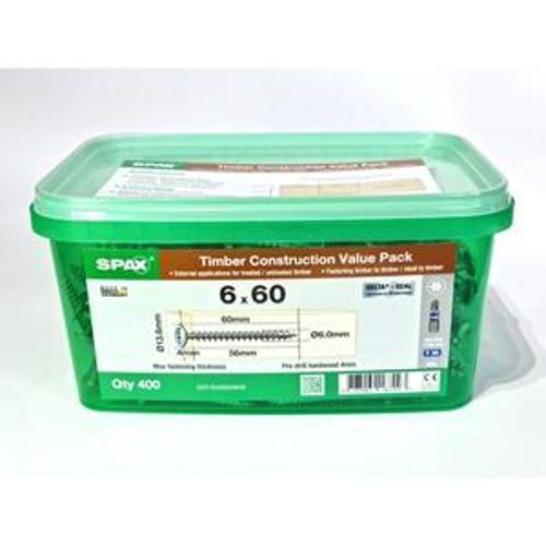 SPAX Delta-Seal Washer Head Value Pack 6 x 60mm 400 PA