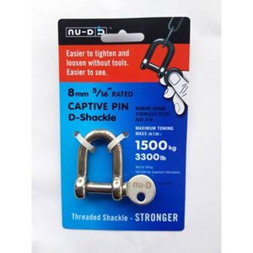 D Shackle Stainless Steel T316 - NU-D 8mm 1500kg