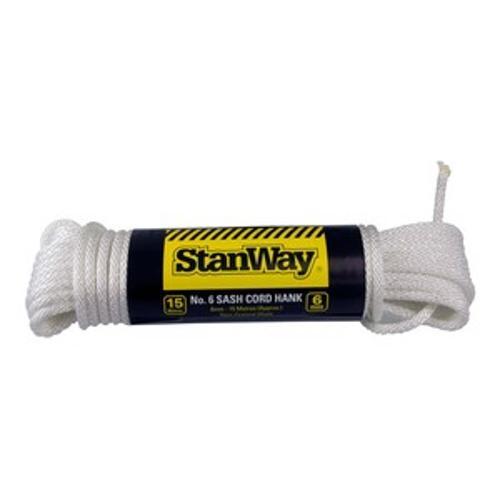 Sash Window Cord 6mm x 15m White - Stanway