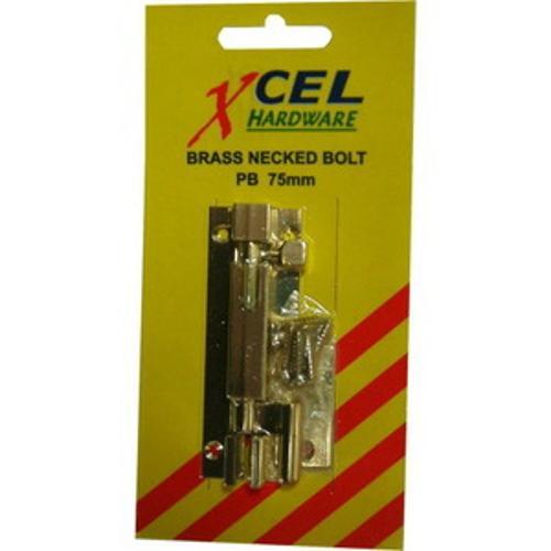 Necked Socket Bolt 75mm Polished Brass Carded - Xcel