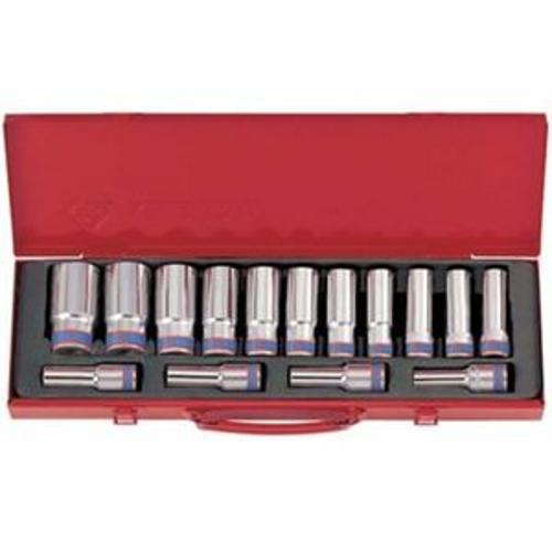Deep Socket Set 15 Piece 1/2 Drive 12 Point - King Tony