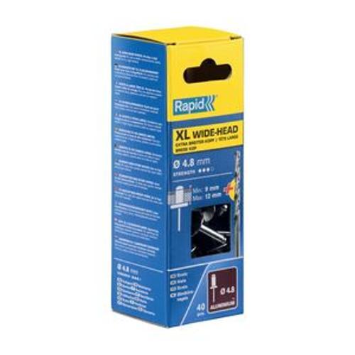 Rivets 4.8 16mm Aluminium XL Wide Head and Drill 40 Pack - RAPID