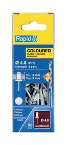 Rapid Rivet White Aluminium 4.8 12mm and Drill 50 Pack