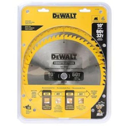 Circular Saw Blade Combo 32/60 Tooth 254 x - DeWalt 16mm