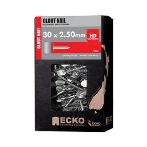 Nail Galvanised Clout Smooth 30 x - Ecko 2.50mm 2kg