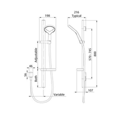 Aio Shower Aurajet Rail Chrome