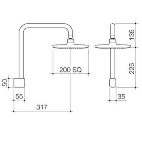 Luna Fixed Overhead Shower Black 90391BL4E - Caroma
