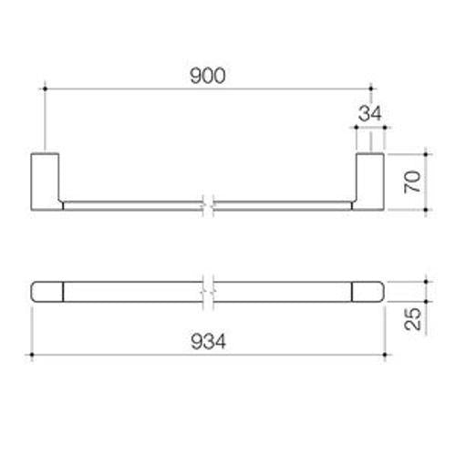 Luna Single Towel Rail Black - Caroma 930mm 99613BL