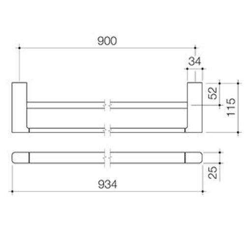Luna Double Towel Rail Brushed Brass - Caroma 930mm 99615BB