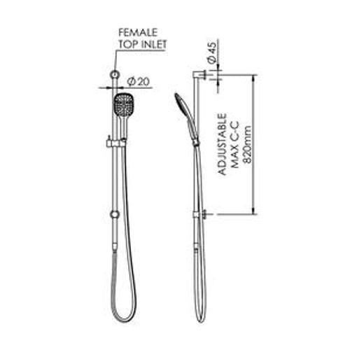 Felton Collection MX Single Spray Slide Shower Chrome