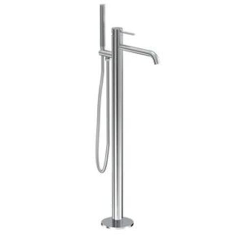 Tube Floor Mount Bath Filler With Hand Shower Chrome