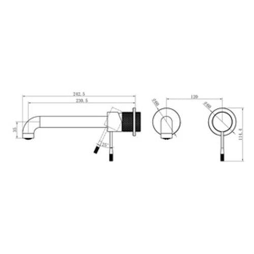 Opal Wall Basin/Bath Mixer Separate Back Plate - Nero 230mm Brushed Bronze