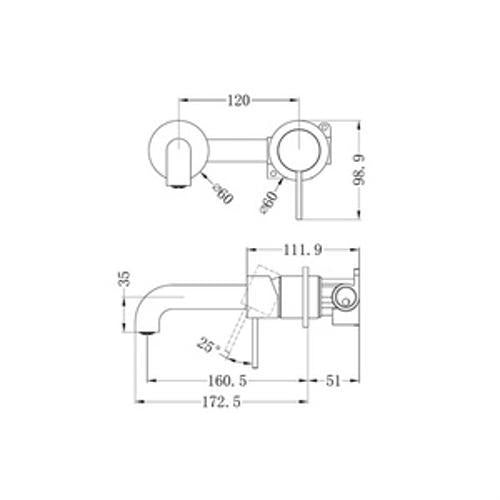 Mecca Wall Basin/Bath Mixer Separate Back Plate - Nero 160mm Matte White