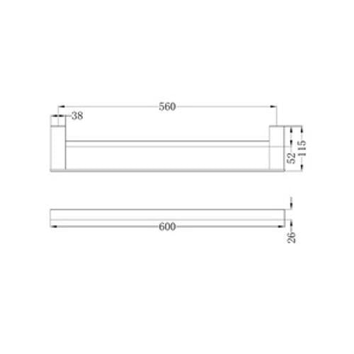 Celia Double Towel Rail - Nero 600mm Chrome