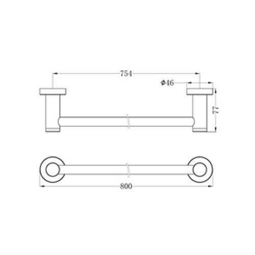 Classic Single Towel Rail - Nero 800mm Matte Black
