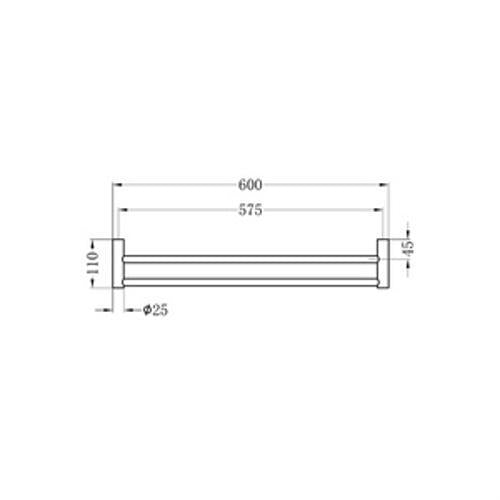 Mecca New Double Towel Rail - Nero 600mm Chrome