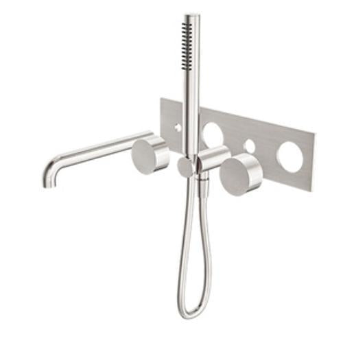 Kara Progressive Shower System With Spout - Nero 230mm Trim Kit Brushed Nickel