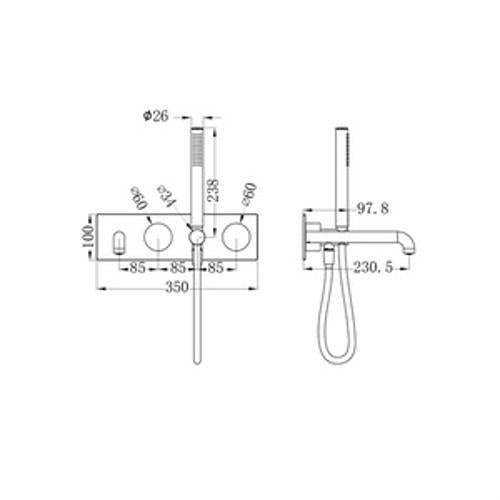 Kara Progressive Shower System With Spout - Nero 230mm Trim Kit Brushed Nickel