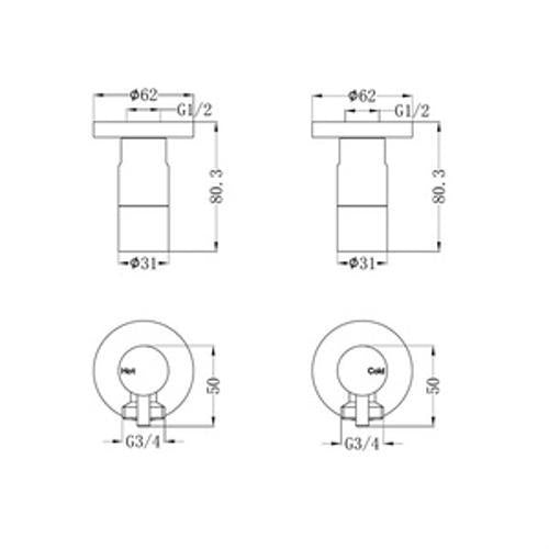 Washing Machine Tap Set Brushed Bronze - Nero