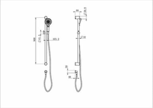 Mecca Care 32mm Grab Rail And Adjustable Shower Rail Set 900mm Brushed Nickel