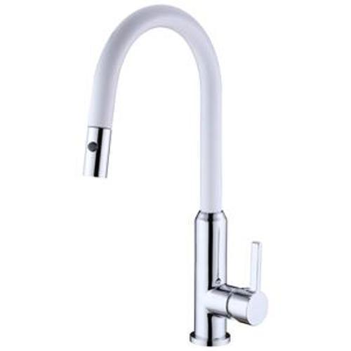 Pearl Pull Out Sink Mixer Chrome White With Vegie Spray Function - Nero