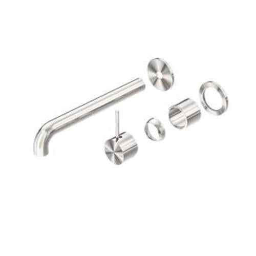 Mecca Wall Basin Bath Mixer Brushed Nickel Separate Back Plate Handle Up 230mm