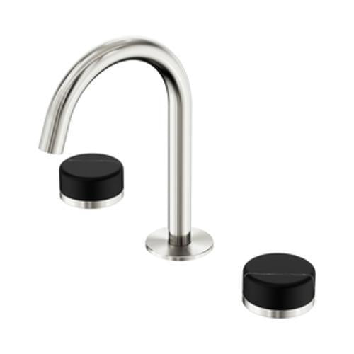 Serenity Basin Set Arc Spout With Marquina Black Handle Brushed Nickel - Nero