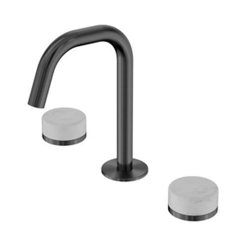 Serenity Basin Set Edge Spout With Carrara Handle Gun Metal - Nero