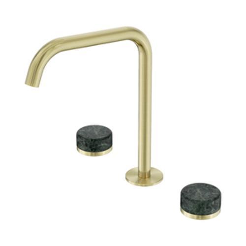 Serenity Bath/Kitchen Set Edge Spout With Verde Alpi Handle Brushed Gold - Nero