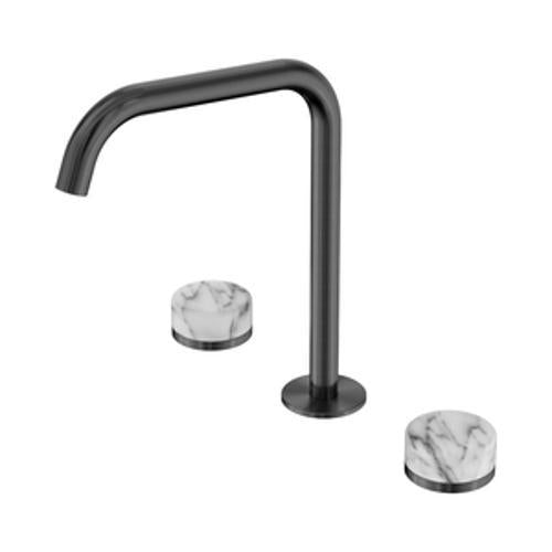 Serenity Bath/Kitchen Set Edge Spout With Arabescato Corchia Handle Gun Metal