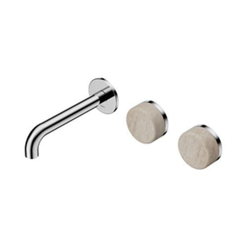 Serenity Wall Basin Set 160mm Offset Spout With Rome Travertine Handle Chrome
