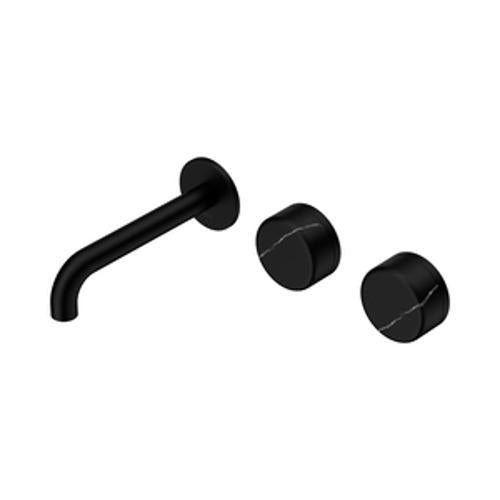 Serenity Wall Basin Set 160mm Offset Spout With Marquina Black Handle Matte