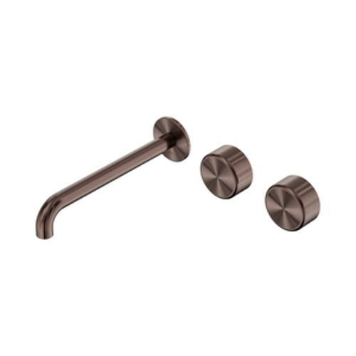 Serenity Wall Basin Set 220mm Offset Spout With Metal Handle Brushed Bronze