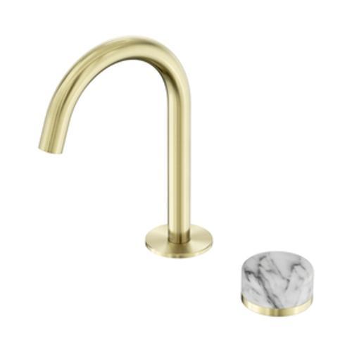 Serenity Progressive Basin Mixer Arc Spout With Arabescato Corchia Handle