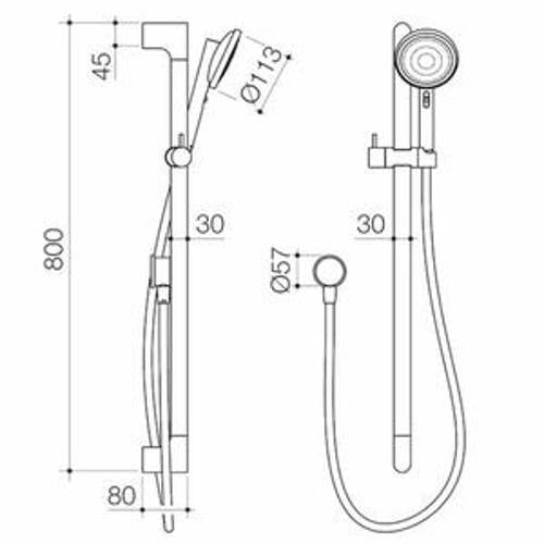 Urbane II Universal Rail Shower Brushed Nickel - Caroma