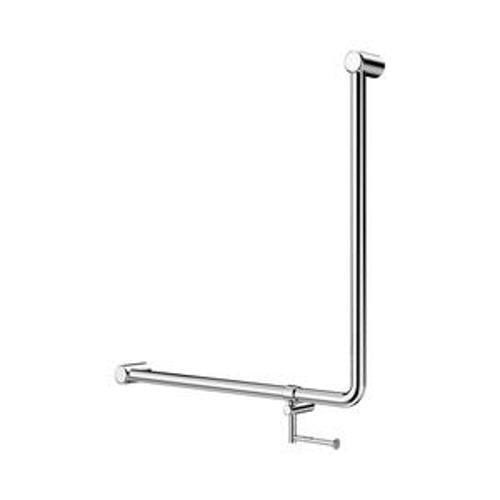 Mecca Care Toilet Grab Rail 32mm 90 Degree 750 x 750mm With Toilet Roll Holder